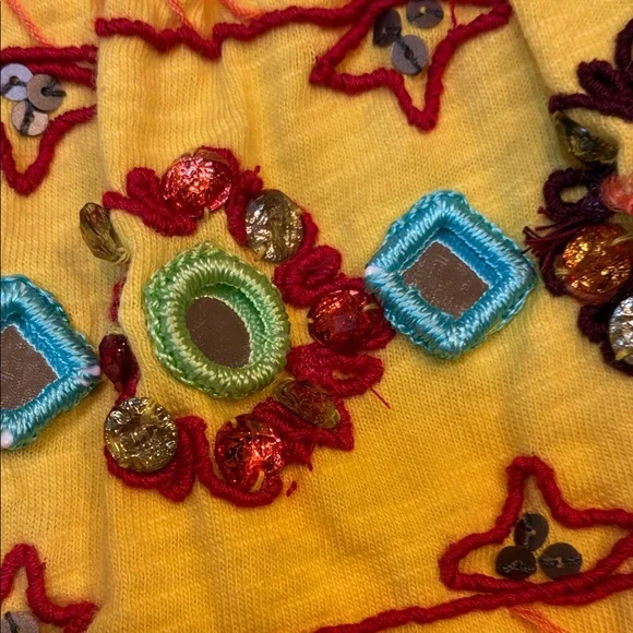 Double D Ranch Vibrant Yellow A-Line Skirt with Floral Embroidery that - Picture 6 of 8